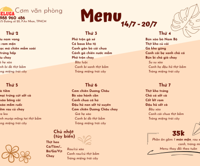Menu cơm văn phòng cập nhật hằng tuần